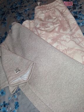 Cozy Neutral Tie-Dye Lounge Set - Light Pink & Heathered Beige